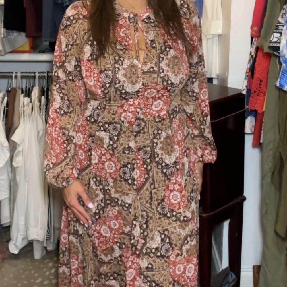 Tommy Hilfiger Multicolor Floral Long Sleeve Dress - Picture 6 of 10